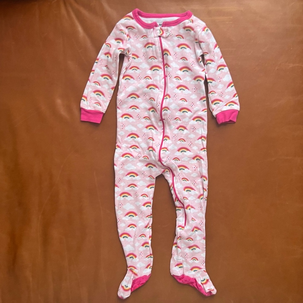 LEVERET Rainbow Heart Clouds Cotton PJs, 18-24mo